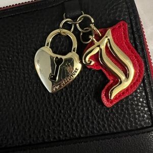 Juicy Couture Black Wallet with Gold and Red Accents - EUC